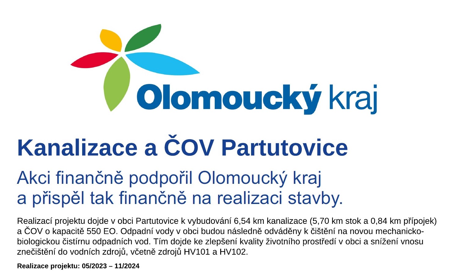 Kanalizace a ČOV Partutovice-podpora KÚOK